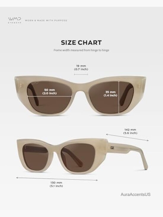 Women\'s Cat-Eye Sunglasses, Polarized Rectangular Lenses, Acetate Frame